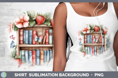 BS05 Bookshelf Strawberry Shirt Sublimation Background Desig Product Image 1