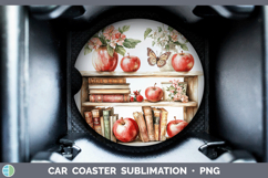 BS05 Bookshelf Apple Car Coaster Sublimation Designs Product Image 1