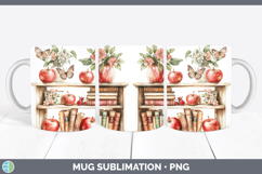 BS05 Bookshelf Apple Mug Wrap Sublimation Coffee Cup Designs Product Image 1