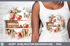 BS05 Bookshelf Apple Shirt Sublimation Background Designs Product Image 1