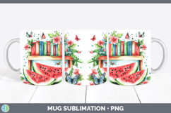 BS05 Bookshelf Watermelon Mug Wrap Sublimation Coffee Cup De Product Image 1