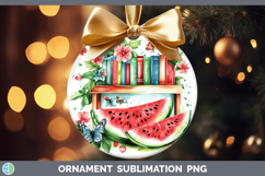 BS05 Bookshelf Watermelon Ornament Sublimation Bauble Design Product Image 1