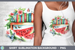 BS05 Bookshelf Watermelon Shirt Sublimation Background Desig Product Image 1