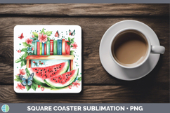 BS05 Bookshelf Watermelon Square Coaster Sublimation Coaster Product Image 1