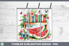 BS05 Bookshelf Watermelon Tumbler Sublimation 20 oz Skinny T Product Image 1
