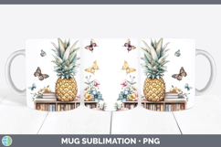 BS05 Bookshelf Pineapple Mug Wrap Sublimation Coffee Cup Des Product Image 1