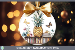 BS05 Bookshelf Pineapple Ornament Sublimation Bauble Designs Product Image 1