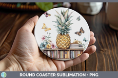BS05 Bookshelf Pineapple Round Coaster Sublimation Coaster D Product Image 1