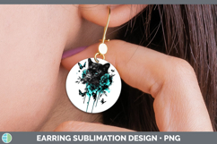 BS05 Teal Drips Panther Round Earrings Sublimation Earrings Product Image 1