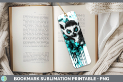 BS05 Teal Drips Lemur Bookmark Sublimation Printable Designs Product Image 1