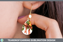 Fruit Bows Nectarine Teardrop Earrings Sublimation Earrings Product Image 1