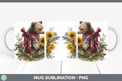 Animals Sunflower Patriotic Bear Mug Wrap Sublimation Coffee Product Image 1