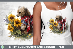 Animals Sunflower Patriotic Bear Shirt Sublimation Backgroun Product Image 1