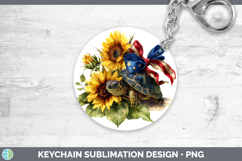 Animals Sunflower Patriotic Sea Turtle Keychain Sublimation Product Image 1