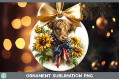 Animals Sunflower Patriotic Highland Cow Ornament Sublimatio Product Image 1