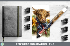Animals Sunflower Patriotic Highland Cow Pen Wrap Sublimatio Product Image 1