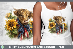 Animals Sunflower Patriotic Highland Cow Shirt Sublimation B Product Image 1