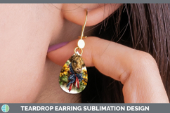 Animals Sunflower Patriotic Highland Cow Teardrop Earrings S Product Image 1