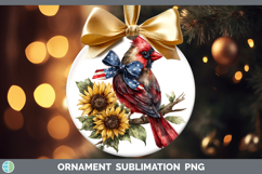 Animals Sunflower Patriotic Cardinal Ornament Sublimation Ba Product Image 1