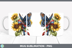 Animals Sunflower Patriotic Butterfly Mug Wrap Sublimation C Product Image 1