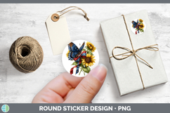 Animals Sunflower Patriotic Butterfly Stickers | Round Label Product Image 1