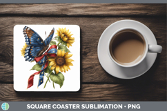 Animals Sunflower Patriotic Butterfly Square Coaster Sublima Product Image 1