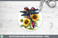 Animals Sunflower Patriotic Dragonfly Keychain Sublimation K Product Image 1