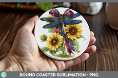 Animals Sunflower Patriotic Dragonfly Round Coaster Sublimat Product Image 1