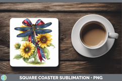 Animals Sunflower Patriotic Dragonfly Square Coaster Sublima Product Image 1