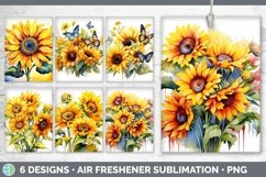 Watercolor Sunflower Air Freshener | Bundle Car Freshener De Product Image 1