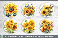 Pretty Sunflower Flowers Car Coaster | Bundle Coaster Design Product Image 2