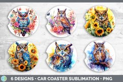 Pretty Owl Bird Car Coaster | Bundle Coaster Designs Product Image 2