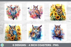 Pretty Owl Bird Square Coaster | Bundle Coaster Designs Product Image 2