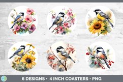 Pretty Chickadee Bird Round Coaster | Bundle Coaster Designs Product Image 2