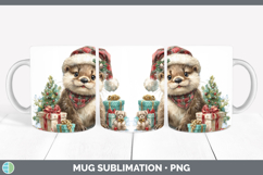 Woodland Christmas Santa Otter Mug Wrap Sublimation Coffee C Product Image 1