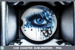 Watercolor Blue Eye Car Coaster Sublimation Coaster Designs Product Image 1