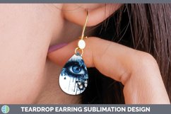 Watercolor Blue Eye Teardrop Earrings Sublimation Earrings D Product Image 1