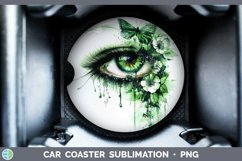 Watercolor Green Eye Car Coaster Sublimation Coaster Designs Product Image 1