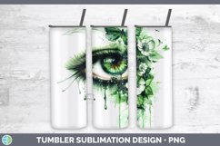 Watercolor Green Eye Tumbler Sublimation 20 oz Skinny Tumble Product Image 1