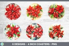 Christmas Poinsettia Round Coaster | Bundle Coaster Designs Product Image 2