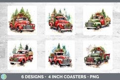 Christmas Vintage Truck Square Coaster | Bundle Coaster Desi Product Image 2