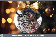 Watercolor Owl African American Female Ornament Sublimation Product Image 1