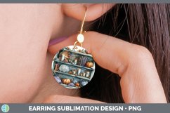 Book Halloween Seashell Round Earrings Sublimation Earrings Product Image 1