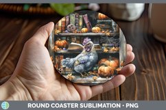 Book Halloween Chicken Round Coaster Sublimation Coaster Des Product Image 1