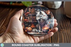Book Halloween Wolf Round Coaster Sublimation Coaster Design Product Image 1
