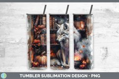 Book Halloween Wolf Tumbler Sublimation 20 oz Skinny Tumbler Product Image 1
