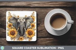 Autumn Boho Elephant Square Coaster Sublimation Coaster Desi Product Image 1