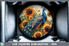 Autumn Boho Peacock Car Coaster Sublimation Coaster Designs Product Image 1
