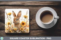 Autumn Boho Bunny Square Coaster Sublimation Coaster Designs Product Image 1