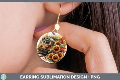 Autumn Boho Train Round Earrings Sublimation Earrings Design Product Image 1
